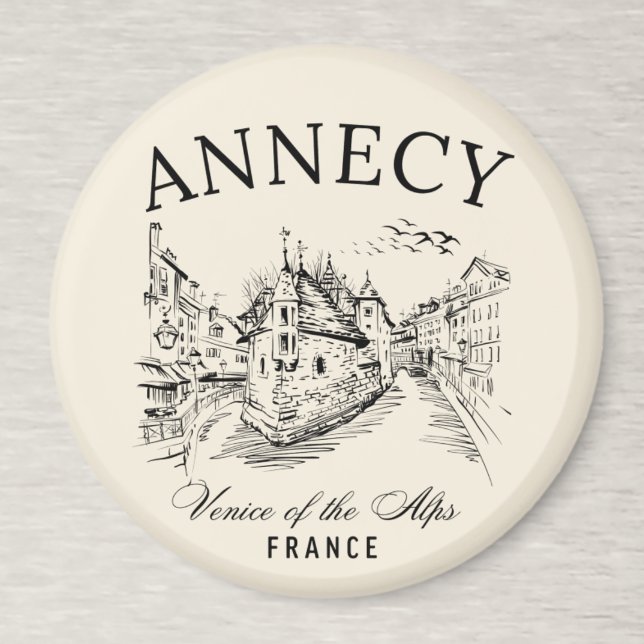 Imán Annecy Canals Art – Retro French Alps Souvenir (Subido por el creador)