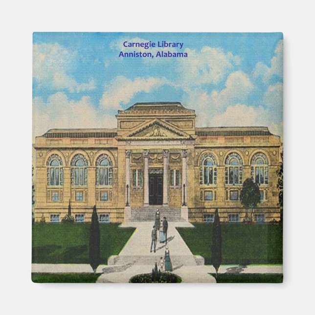 Imán Anniston Alabama Biblioteca de Carnegie Vintage (Frente)