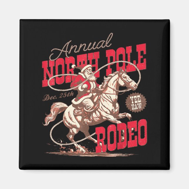Imán Annual North Le Rodeo Cowboy Santa Howdy Christmas (Frente)