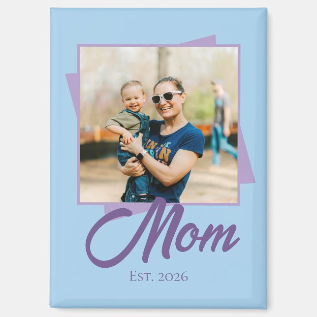 Imán Año de establecimiento de mamá con foto (Anverso)