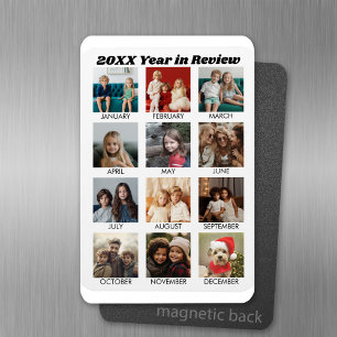 Imán Año de revisión - 12 Collage de fotos - Calendario