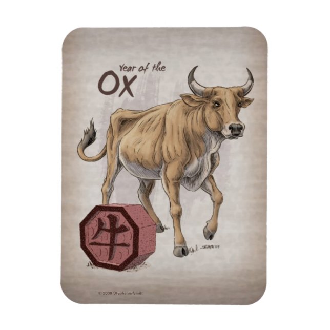Imán Año del arte zodiaco chino-ox (Vertical)