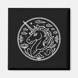 Imán Año del Caballo Unicornio Festivo 2026 Fortuna Rid