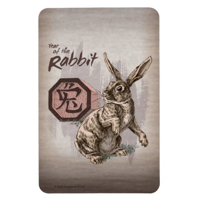 Imán Año del Conejo Arte Zodiaco Chino (Vertical)