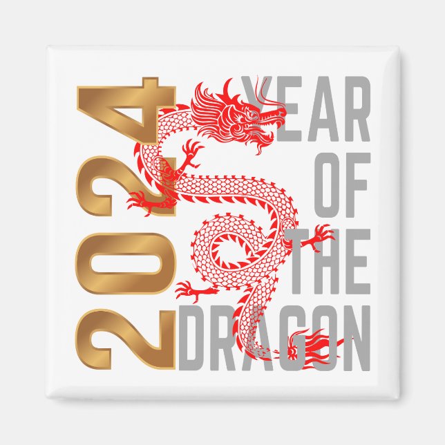 Imán Año del Dragón Año 2024 Zodiaco chino (Frente)
