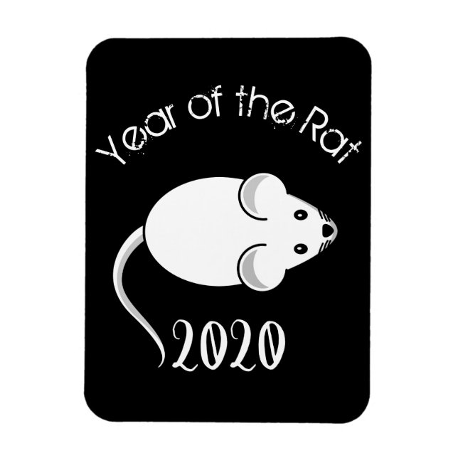 Imán Año del ratón Rat 2020 con texto (Vertical)