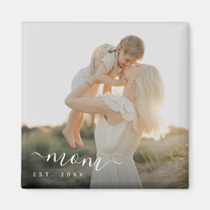 Imán Año Este de la Mamá con Guión Blanco minimalista
