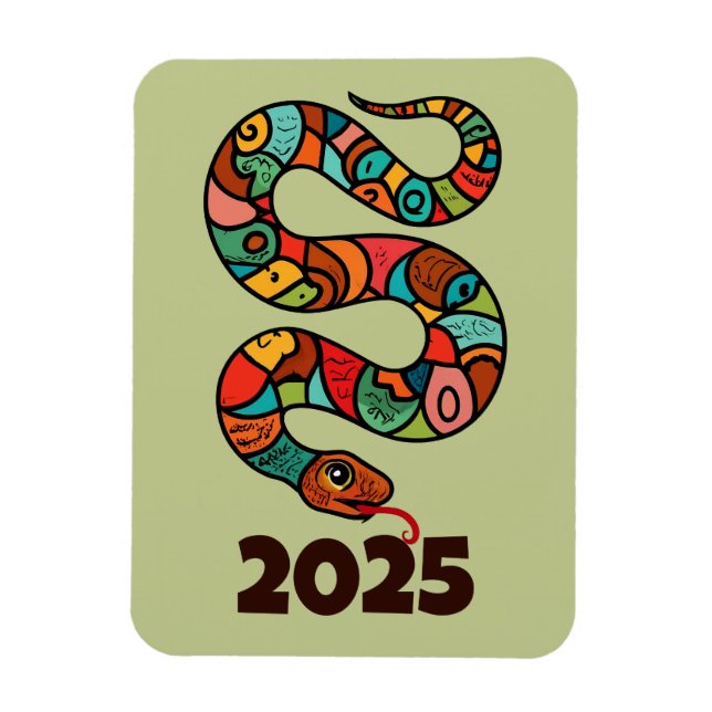 Imán Año Nuevo Chino De La Serpiente Madera 2025 (Vertical)