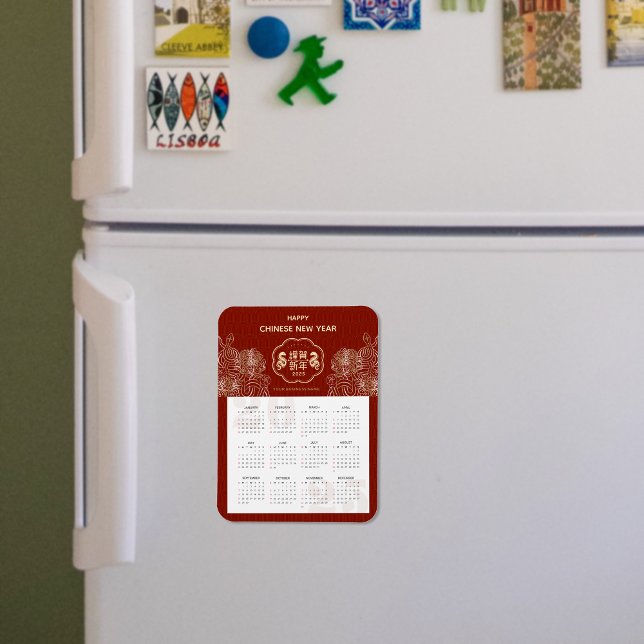 Imán Año nuevo chino del calendario 2025 (2025 Calendar Snake Chinese New Year Magnet)