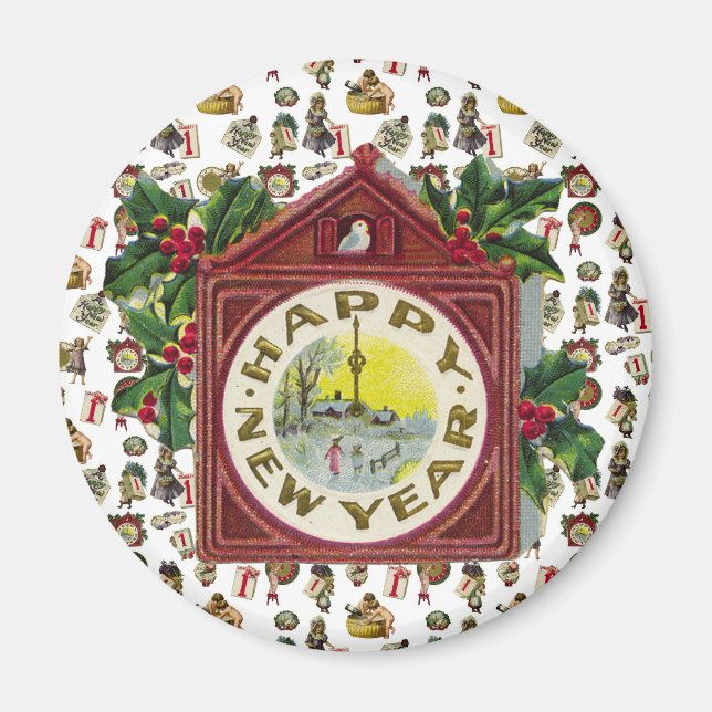 Imán Año Nuevo Feliz (Frente)