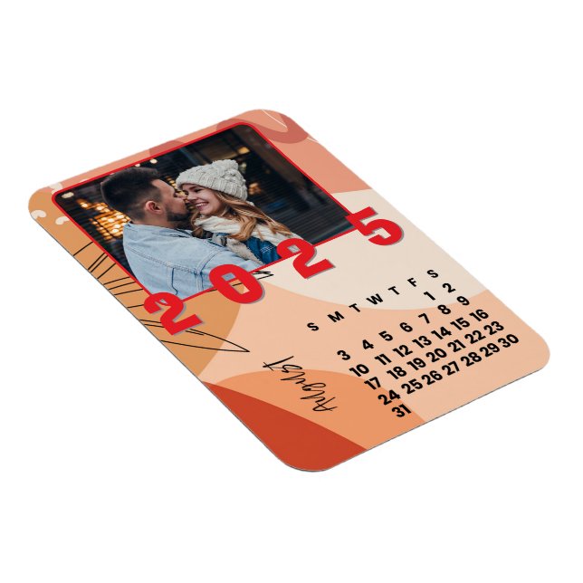 Imán Año Nuevo Mes Agosto 2025 Calendario Familia Foto (Lado Derecho)