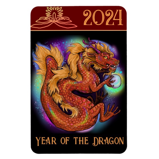 Imán Año Zodiaco Chino del Dragón Año Nuevo 2024 (Vertical)