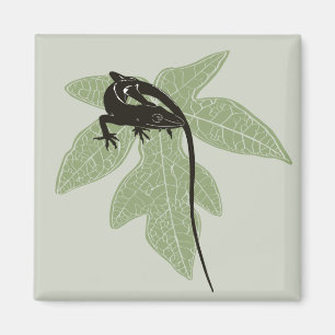 Imán Anole Lizard en hoja - Diseño 2