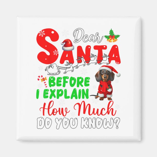 Imán Antes De Explicar Cuánto Sabes De Navidad Dachshun (Frente)