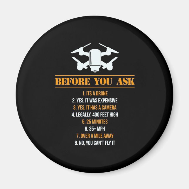 Imán Antes De Preguntar Al Piloto De Drones (Frente)