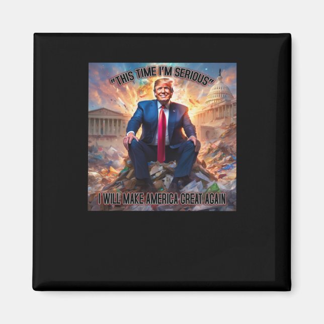 Imán Anti-trump esta vez soy un serio Pegatina (Frente)