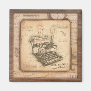 Imán Antigua máquina de escribir. Regalo de autor/escri