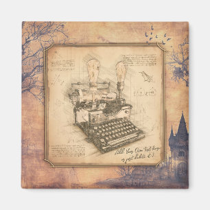 Imán Antigua máquina de escribir. Regalo de autor/escri