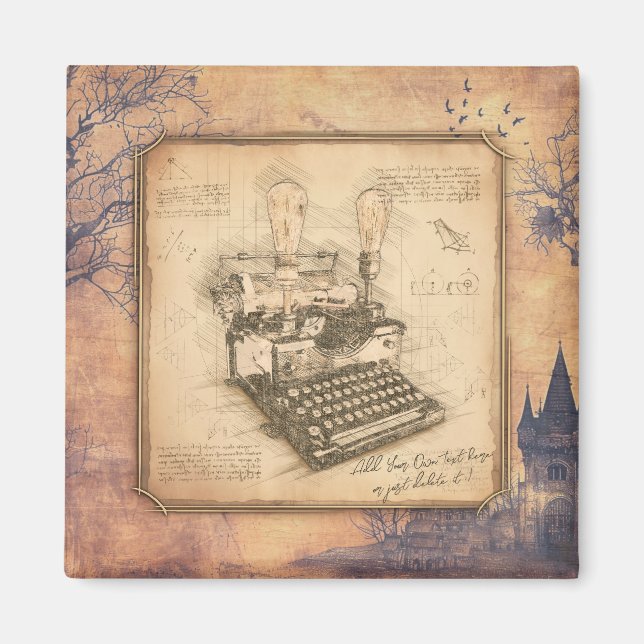 Imán Antigua máquina de escribir. Regalo de autor/escri (Frente)