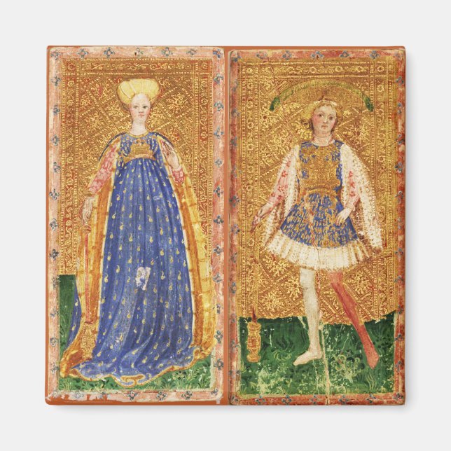 IMÁN ANTIGUA RENAISSANCE TAROTS /MAID Y PÁGINA DE MUERT (Frente)
