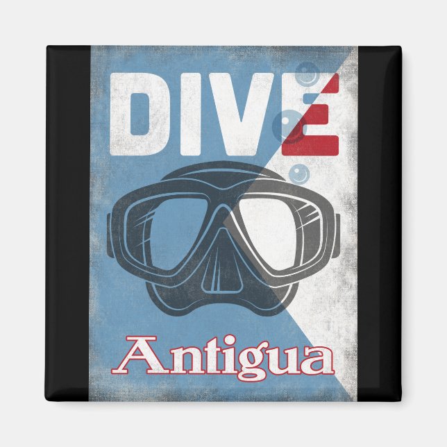 Imán Antigua vintage máscara de buceo Scuba (Frente)