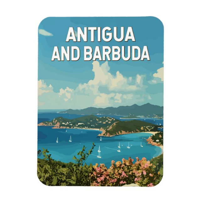Imán Antigua y Barbuda: arte de viajes de Ilustracion r (Vertical)