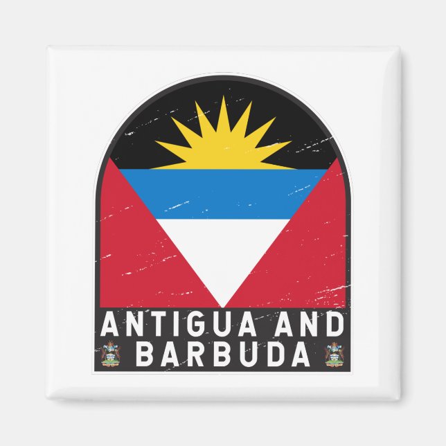 Imán Antigua y Barbuda Bandera Emblem Molestias Vintage (Frente)