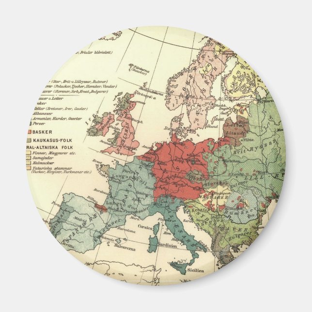 Imán Antigüedad mundial de los países del mapa de Europ (Frente)
