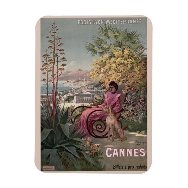 Imán Antiguo anuncio de viaje francés de Cannes (Vertical)