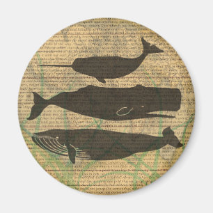 Imán Antiguo Ballena Náutico Vintage Océano Vida Marin
