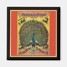 Antiguo buggy de pavo real de color amarillo rojo