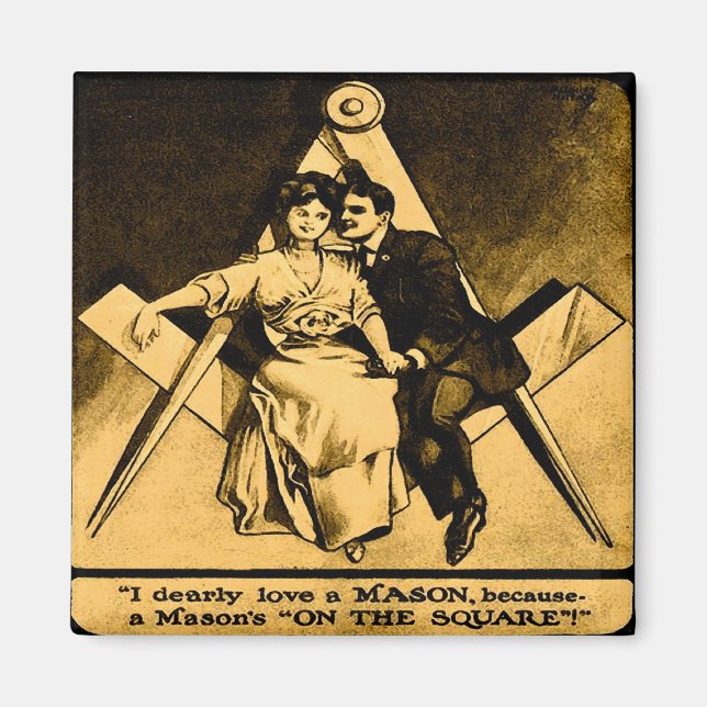 Imán Antiguo Masonic Freemason Square Love Valentine (Frente)