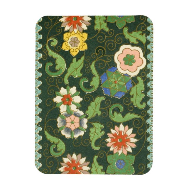 Imán Antiguo patrón chino de cloisonné: jade verde (Vertical)