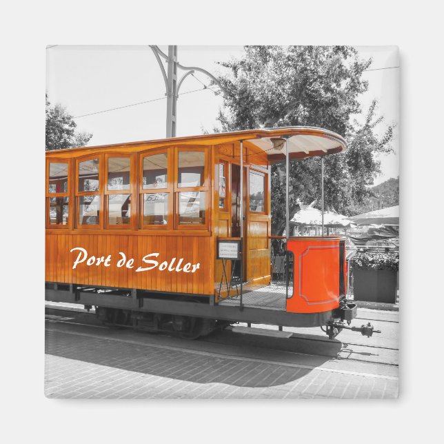 Imán Antiguo recuerdo de tranvía de Puerto de Sóller de (Frente)