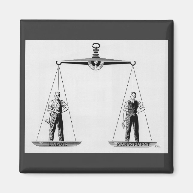 Imán Antiguo Trabajo vs Gestión, Escalas de Justicia (Frente)