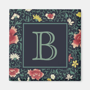Imán Antiguo Vintage Monograma Floral Bonito