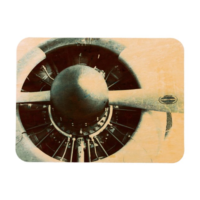 Imán Antique Airplane Engine Propeller Photo (Horizontal)
