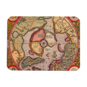 Imán Antique Old World Map, Arctic North Pole, 1595