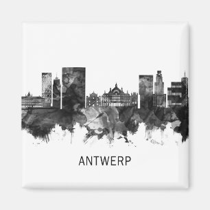 Imán Antwerp Belgium Skyline BW