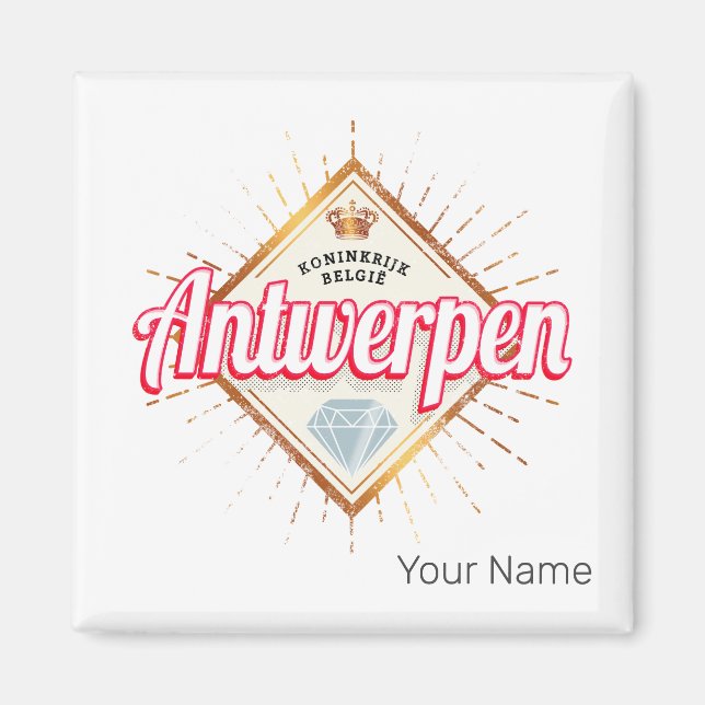 Imán Antwerp Flanders Bélgica Retro Vintage Souvenir (Frente)