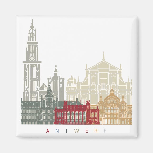 Imán Antwerp skyline poster (Frente)