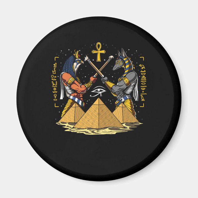 Imán Anubis Egyptian God Ra Ankh Eye Of Horus Pyramids (Frente)