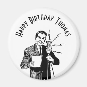 Imán Anunciante de radio de cumpleaños vintage