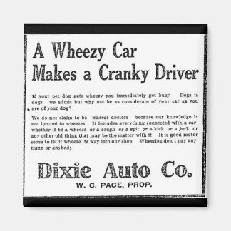Imán Anuncio automático de dixie vintage 1923 Wheezy Ca
