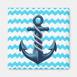Imán Anuncio azul con olas azules