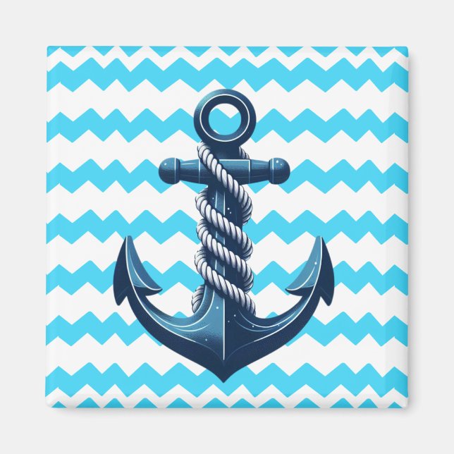 Imán Anuncio azul con olas azules (Frente)