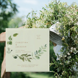 Imán Anuncio cuadrado de boda de salvia de eucalipto Sa