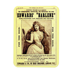 Imán Anuncio de 1893 para restaurador de pelo Harlene