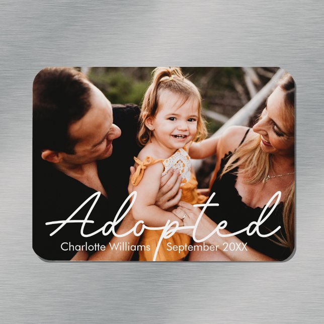 Imán Anuncio de adopción de foto personalizada moderna (Modern Personalized Photo Adoption Announcement Magnet
)