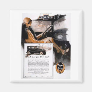 Imán Anuncio de Chevrolet Vintage con mujer
